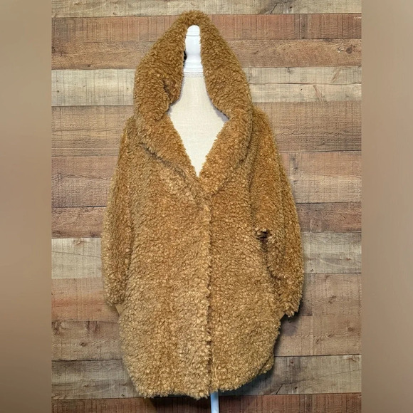 SageCollective Faux Fur Teddy Bear Coat Jacket size XS Oversized Boho - Picture 1 of 10